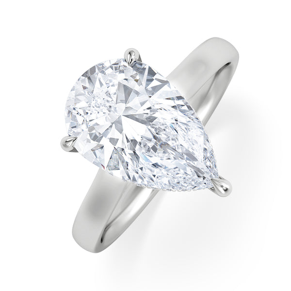 Amora Pear 3.11ct Hidden Halo Lab Diamond Engagement Ring G/VS Set in Platinum